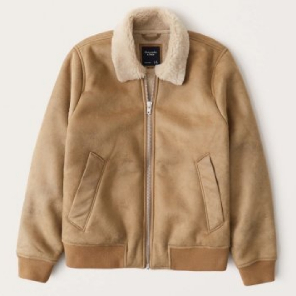 Men's Sherpa-Lined Vegan Suede Bomber Abercrombie & Fitch XXL